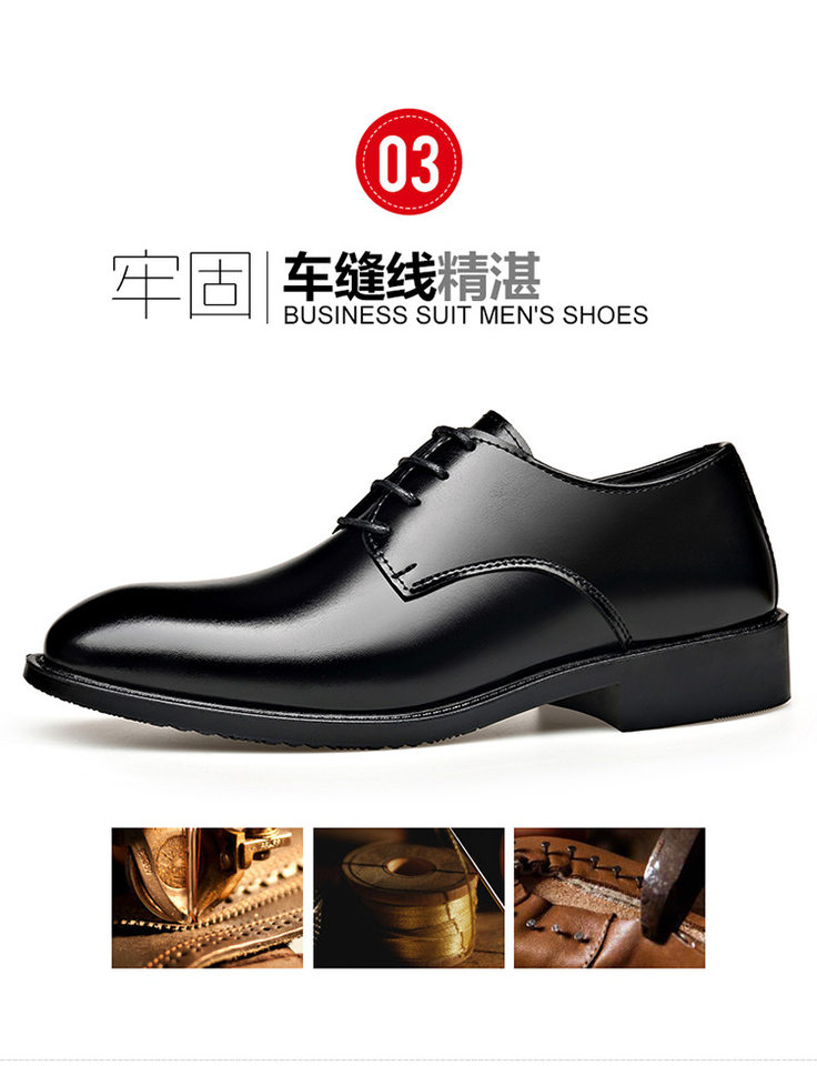 Giày da nam công sở mũi nhọn, gót thấp 1–3 cm, kiểu Anh, dây buộc, phù hợp đi làm và dự tiệc — 2Z101 màu đen chi tiết 10