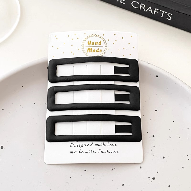 Youyou 2025 nueva horquilla negra, flequillo, clip de cabello roto en la frente, tocado lateral, pico de pato, palabra simple