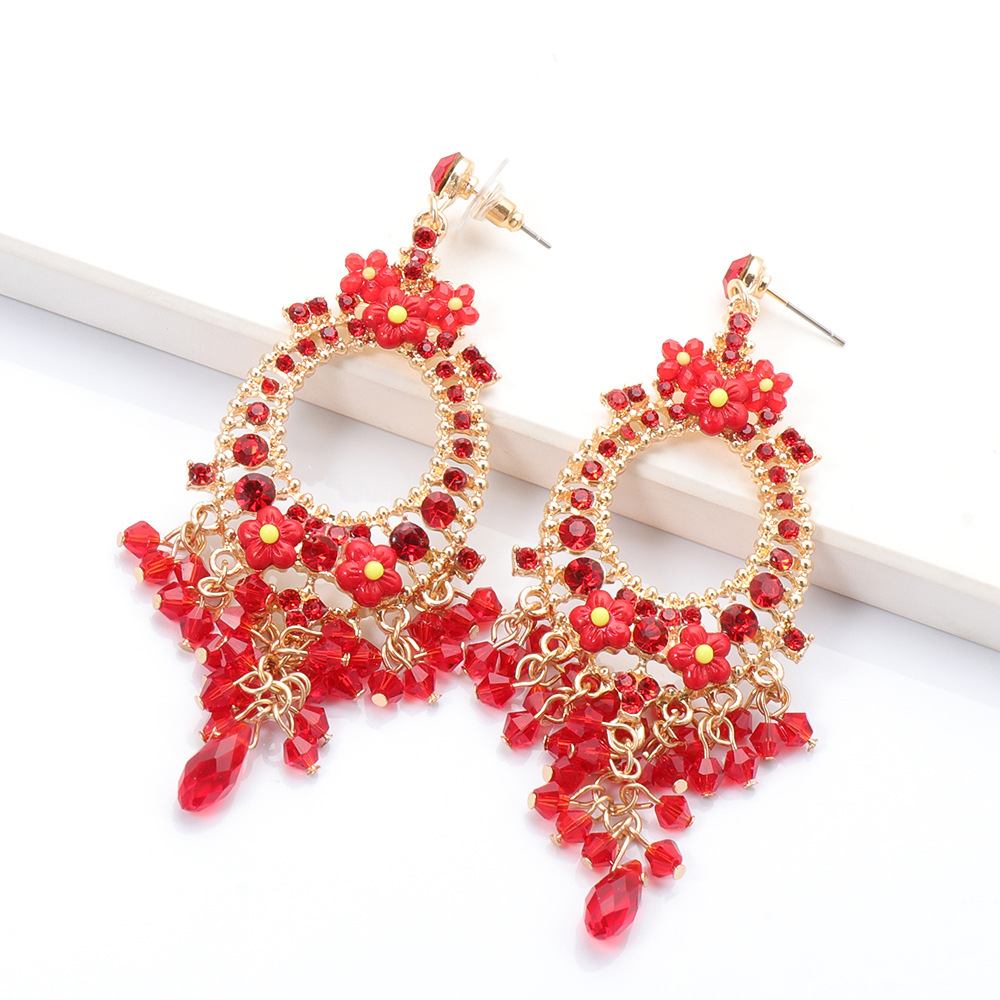 Mode Strass Longues Boucles D&#39;oreilles En Alliage Bohème Sculpté En Gros display picture 10