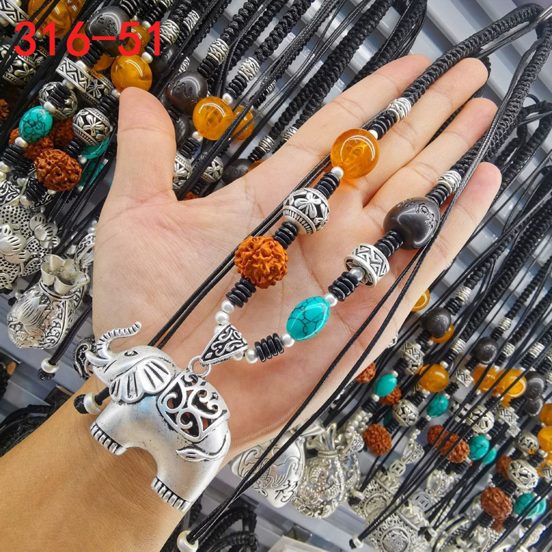 316仿古银项链毛衣链女饰品民族风复古抖音直播暴手工编绳艺长款|undefined