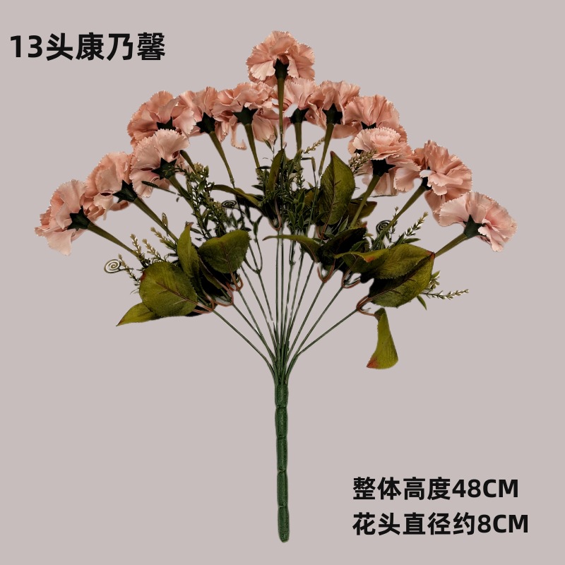 Artificial 13-cabeza clavel bouquet home hotel vestido de novia flor artificial flor de seda flor artificial al por mayor