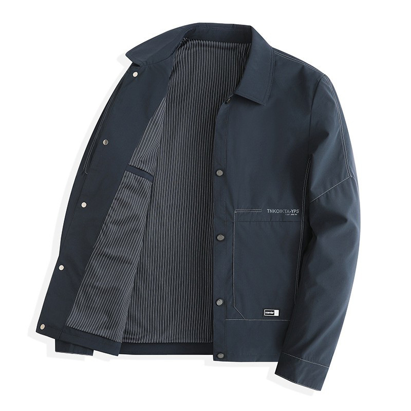 【Mingxian Workwear】Men's Autumn Short Lapel Jacket Fashionable Trendy Coat for Middle-Aged Dads Spring and Autumn Wear 【Mingxian Workwear】Men's Autumn Short Lapel Jacket Fashionable Trendy Coat for Middle-Aged Dads Spring and Autumn Wear