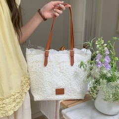 レースさんトートバッグレディース2025新作大容量フレンチ手提げショルダーバッグファッション森系レトロ