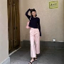 优惠法式直筒漫步九分裤