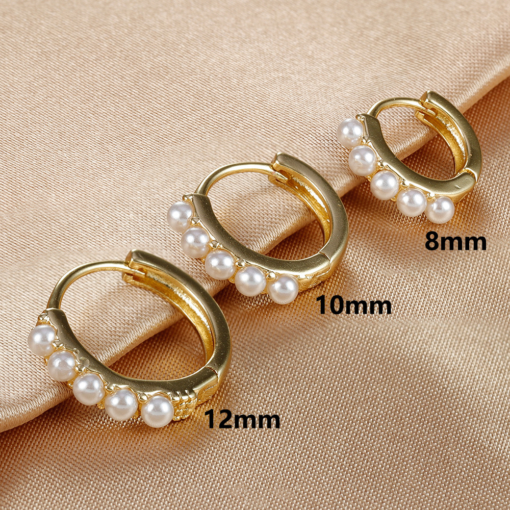 Copper Material 3 Pieces Set Simple Style Classic Style Round Plating Copper Artificial Pearls Earrings