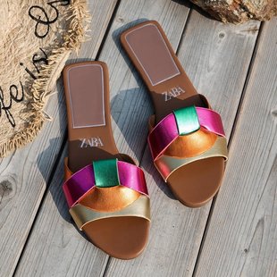New ZA Home Cross-border Trade plus size 2024 Summer New Fashion Ladies Flat Sandals African slippers