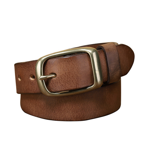 Belt Men's Trendy Retro Pure Cow Leather Jeans Belt for Male Students Korean Style Trendy Genuine Leather Pin Buckle Versatile for Women