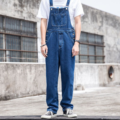 High-waisted Cropped Denim Pants for Women: Fashionable, Buttoned, Elegant Harajuku-Style Trendy Denim Overalls