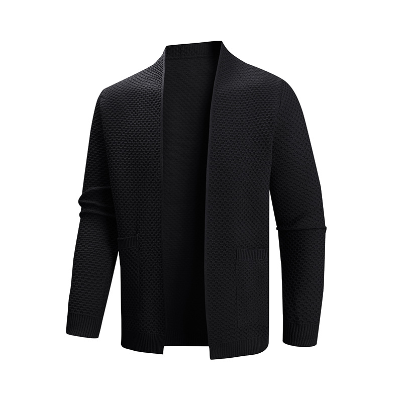 Stand Collar Knit Cardigan For Men – Premium Textured Pullover In Classic Colors_voghion.com