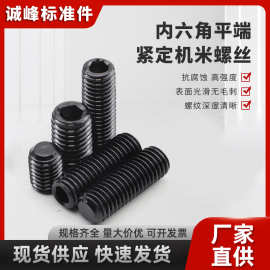 12.9级紧定螺丝913内六角高强度内六角平端机米螺丝黑色无头螺钉