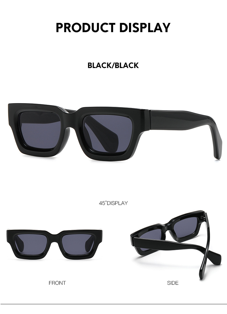 65g Weight Full Frame Glasses Structure Sunglasses Classification PC, UV400 Protection Lens Material Square Glasses Style Outdoor Occasion Solid Color Pattern Unisex Gender Fashion Style Grey, Black Color Fashion Solid Color PC UV400 Protection Square Full Frame Women's Sunglasses 5