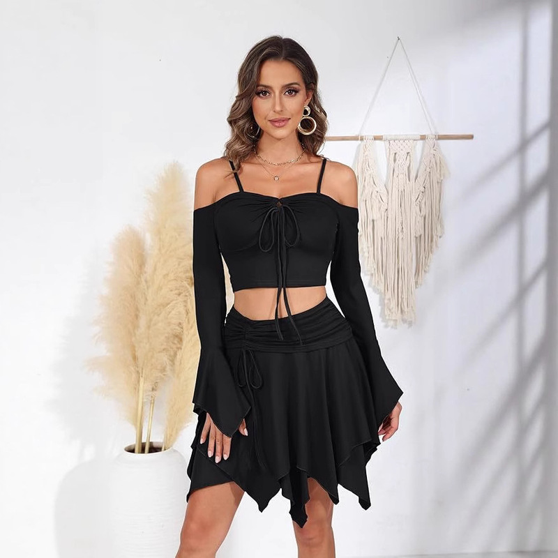 Women's Y2K Fairy Dress Off-Shoulder Handkerchief Skirt Halloween Dress Halloween Performance Costume Short Skirt Wholesale