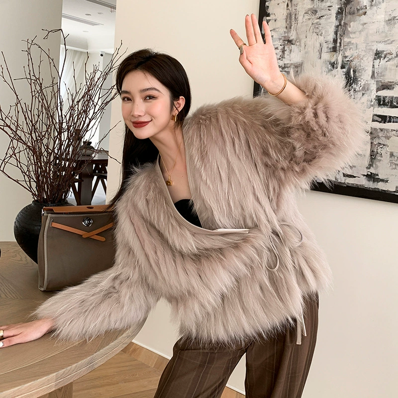 Короткое faux‑ fur пальто (Tuyan), плюш лисы, короткая длина, один размер