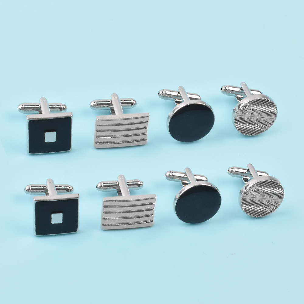 Simple and Fashionable White-Collar Men's Business Copper Cufflinks French Shirt Carved Buttons Amazon Manufacturer Wholesale