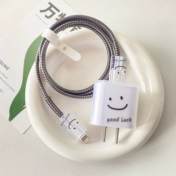 Apple 20W Good Lucky Face Set+Line Case 2+1 meter electroplating black rope