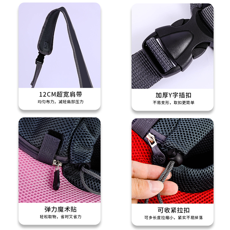 狗包寵物單肩包貓狗外出便攜斜挎包小型犬外出包透氣網布寵物背包