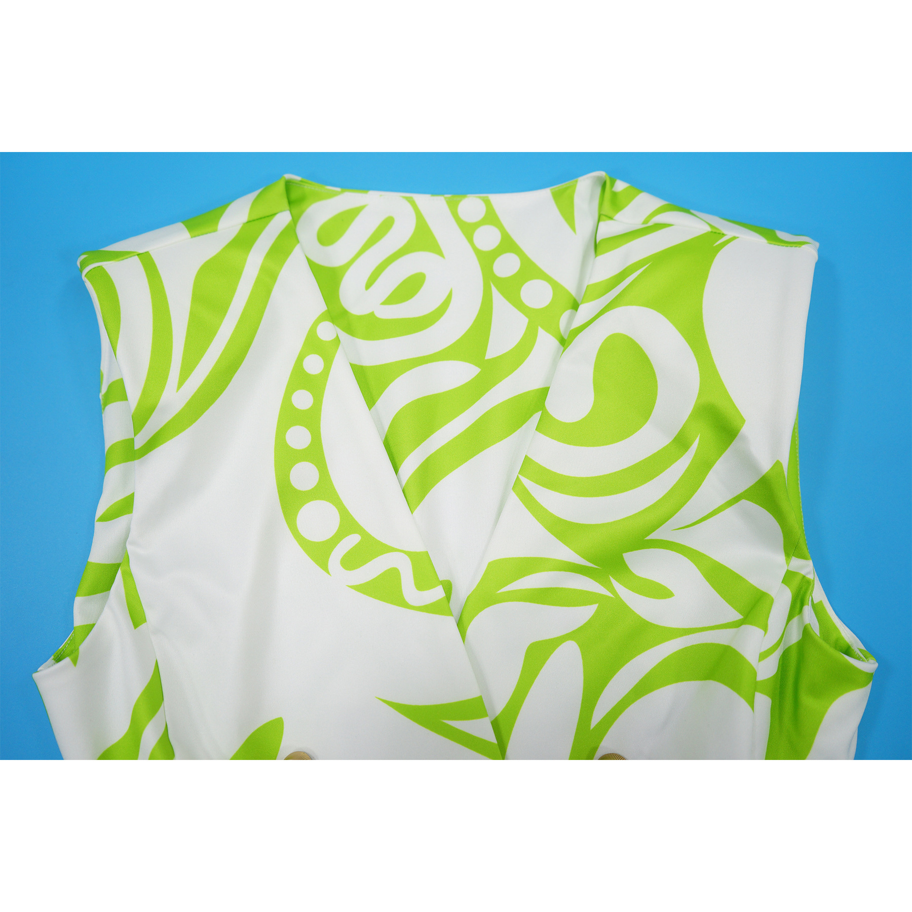 Ensemble blazer sans manches et short imprimé géométrique femme_voghion.com