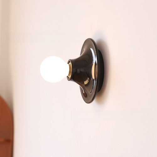 Mid-century style 1970s UFO colored background wall lamp for Bauhaus bedroom, hallway, and entryway light