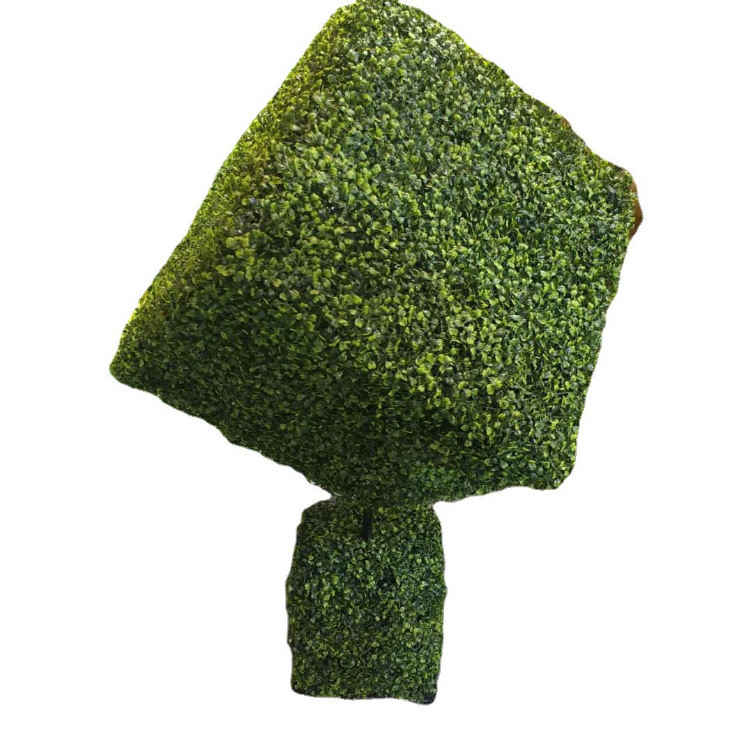 Simulación de bola de hierba de dinero, hierba de Milán, bola de planta artificial, pirámide de césped, cerca de maceta de árbol pequeño, bola de hierba de Milán