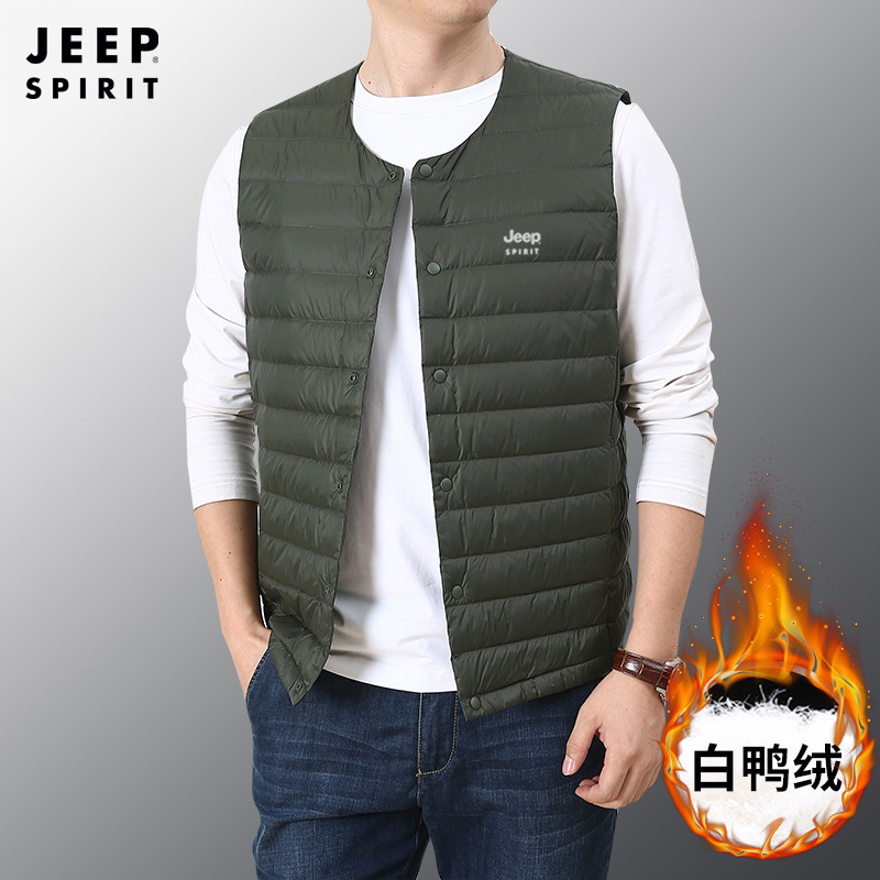 JEEPSPIRIT 경량 다운 조끼 남성 가을 및 겨울 조끼 재킷 느슨한 캐주얼 남성 따뜻한 조끼 패션