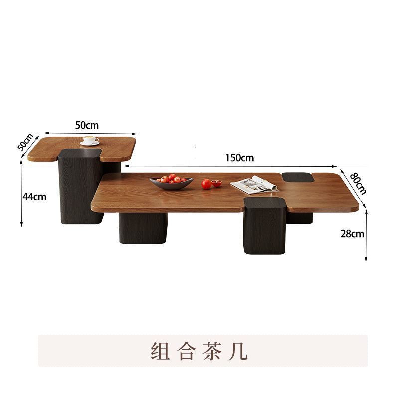 中古风实木茶几复古风圆形组合客厅家用储物柜感落地电视机柜|undefined