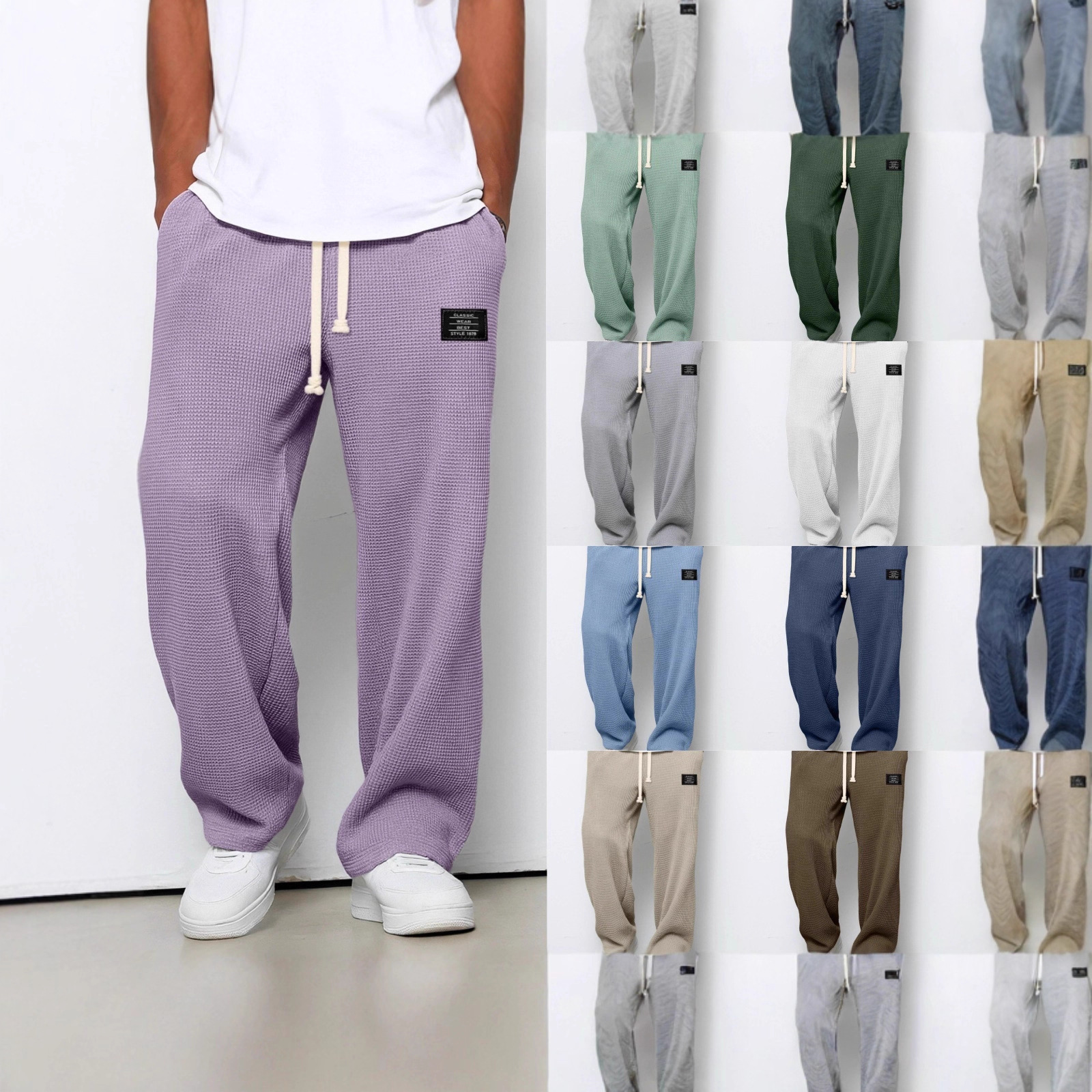 2025 European and American Cross-Border Amazon Men's Spring and Autumn Trendy Brand Drapey Straight-Leg Sweatpants Wide-Leg Sports Casual Long Pants