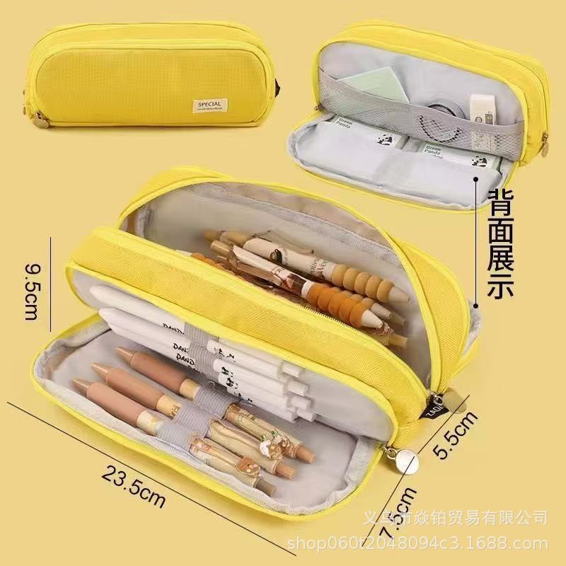 Estuche para lápices japonés de gran capacidad de alto valor Bolso de papelería de lona simple coreano para estudiantes de secundaria para niños y niñas Estuche para lápices lindo