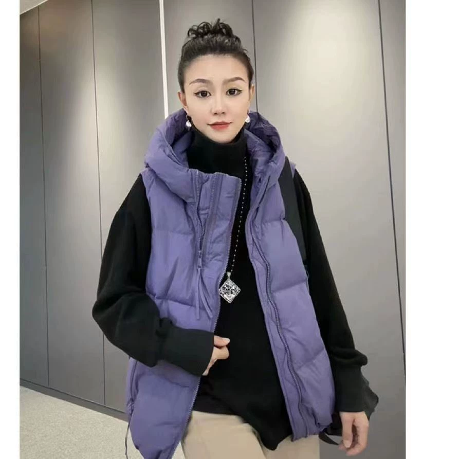 Velvet vest with down, down jacket, hoody, tank top, duck down, Korean style, oversize