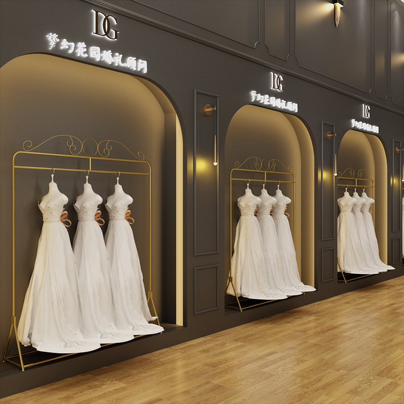 影楼工作室礼服秀禾服婚纱陈列服装店旗袍专用落地展示挂衣货架子