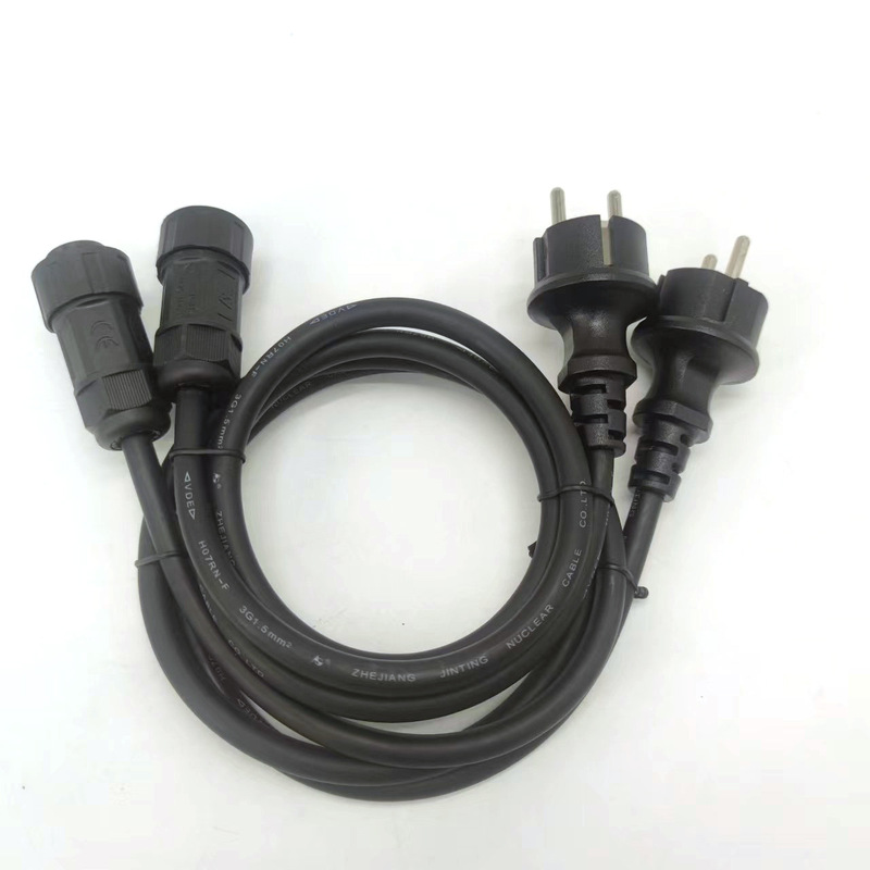 5 m H07RN-F 3*1.5 M25 female pin + European gauge three-plug micro inverter special plug wire