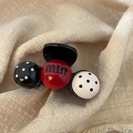 韩版头饰小众发饰in风饰品百搭新款甜美发抓夹红色波点鲨鱼夹字母