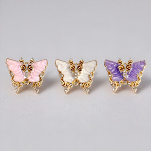 New DIY Jewelry Accessories Alloy Butterfly Dot Diamond Butterfly Oil Dripping Accessories Necklace Bracelet Small Pendant Accessories