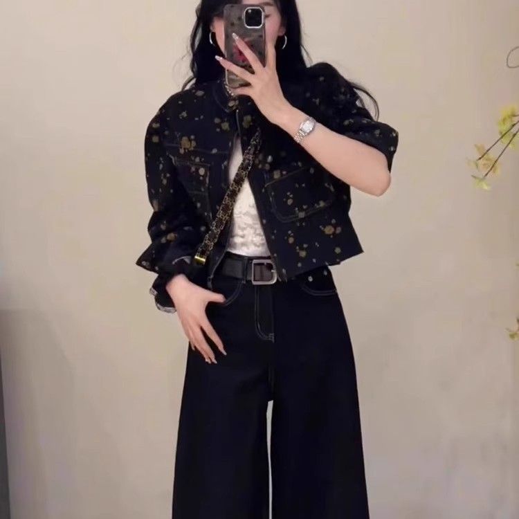 复古花色印花牛仔外套女2025春秋新款设计感小众短款气质休闲夹克|undefined