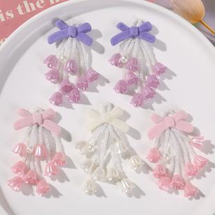 Sweet velvet bow tassel lily orchid diy hand woven beaded hairpin hair accessories earrings material wholesale
