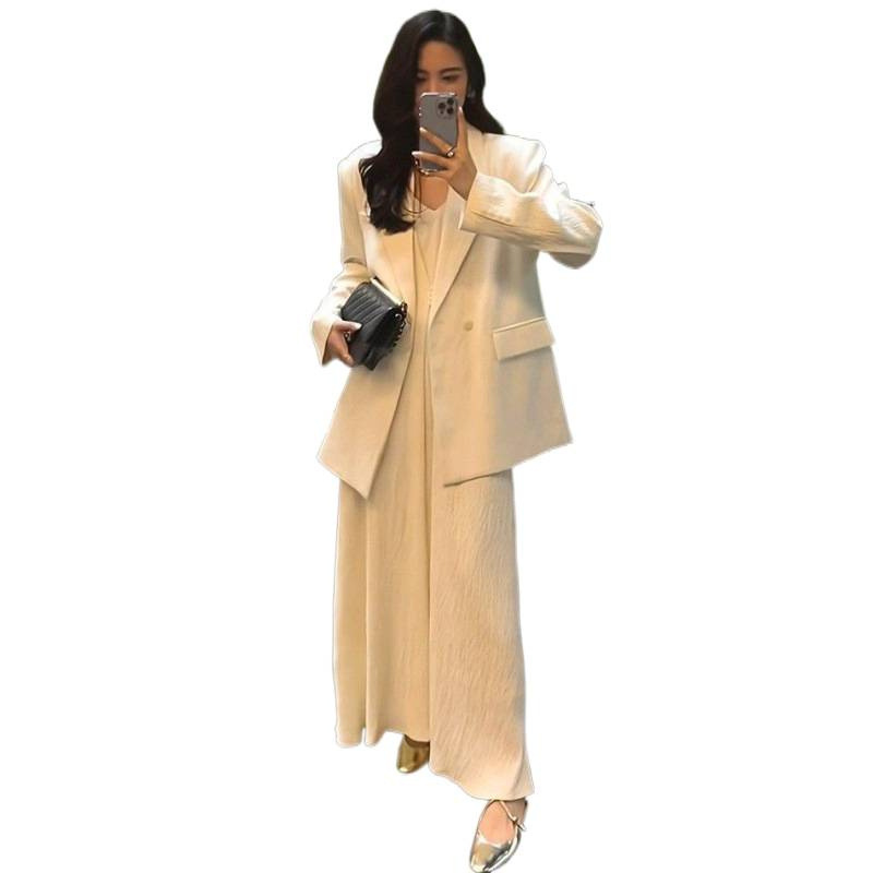 新品感西装套装女春秋新款休闲吊带裙西服外套气质显瘦两件套|undefined