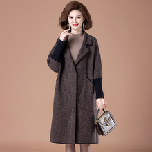 新款洋气中长款时尚羊毛大衣女胖mm加肥加大码高端显瘦毛呢外套女