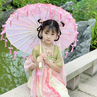 花瓣流苏伞小号儿童舞蹈演出汉服道具装饰摄影伞旗袍汉服油纸伞