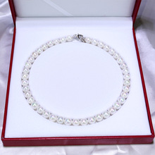 10-11mm近圆白色强光珍珠项链成品 时尚大气送妈妈婆婆 母亲节