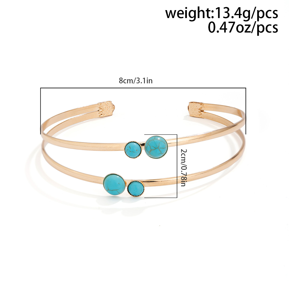 Wholesale Jewelry Simple Style Geometric Iron December Birthstone Turquoise Inlay Arm Bracelet display picture 32