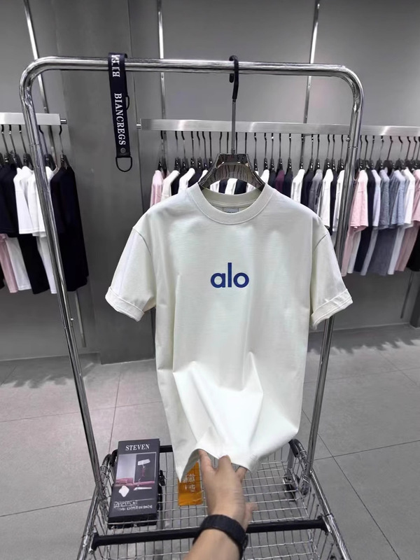 Alo夏季新款轻奢潮牌高街立体字母宽松短袖T恤男女同款同款情侣装|undefined