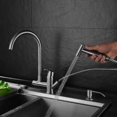 Cross-border foreign trade 304 stainless steel pull-out washing basin faucet kitchen sink dishwashing pull-out hot and cold water faucet