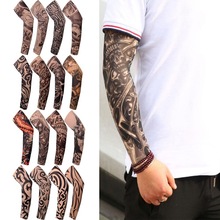 跨境专供1只纹身袖套夏季运动户外透气吸汗冰丝防晒有缝花臂刺青