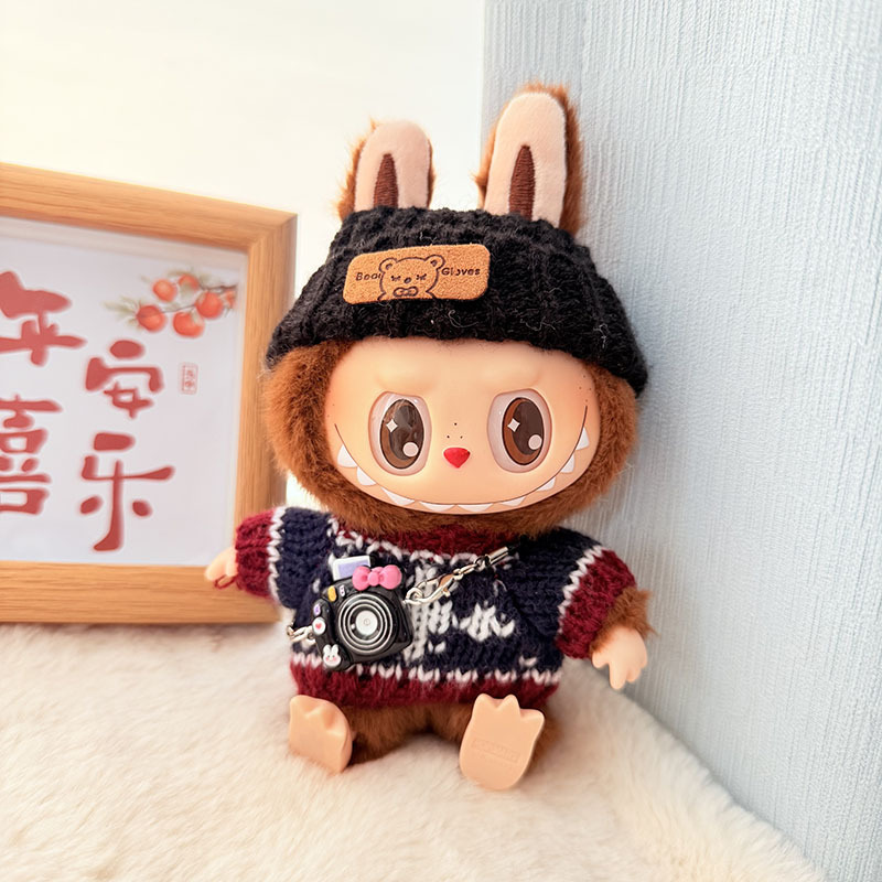 Solo ropa] Llavero de primera y segunda generación Labubu colgante de ropa Rabubu ropa de bebé suéter de punto traje de sombrero