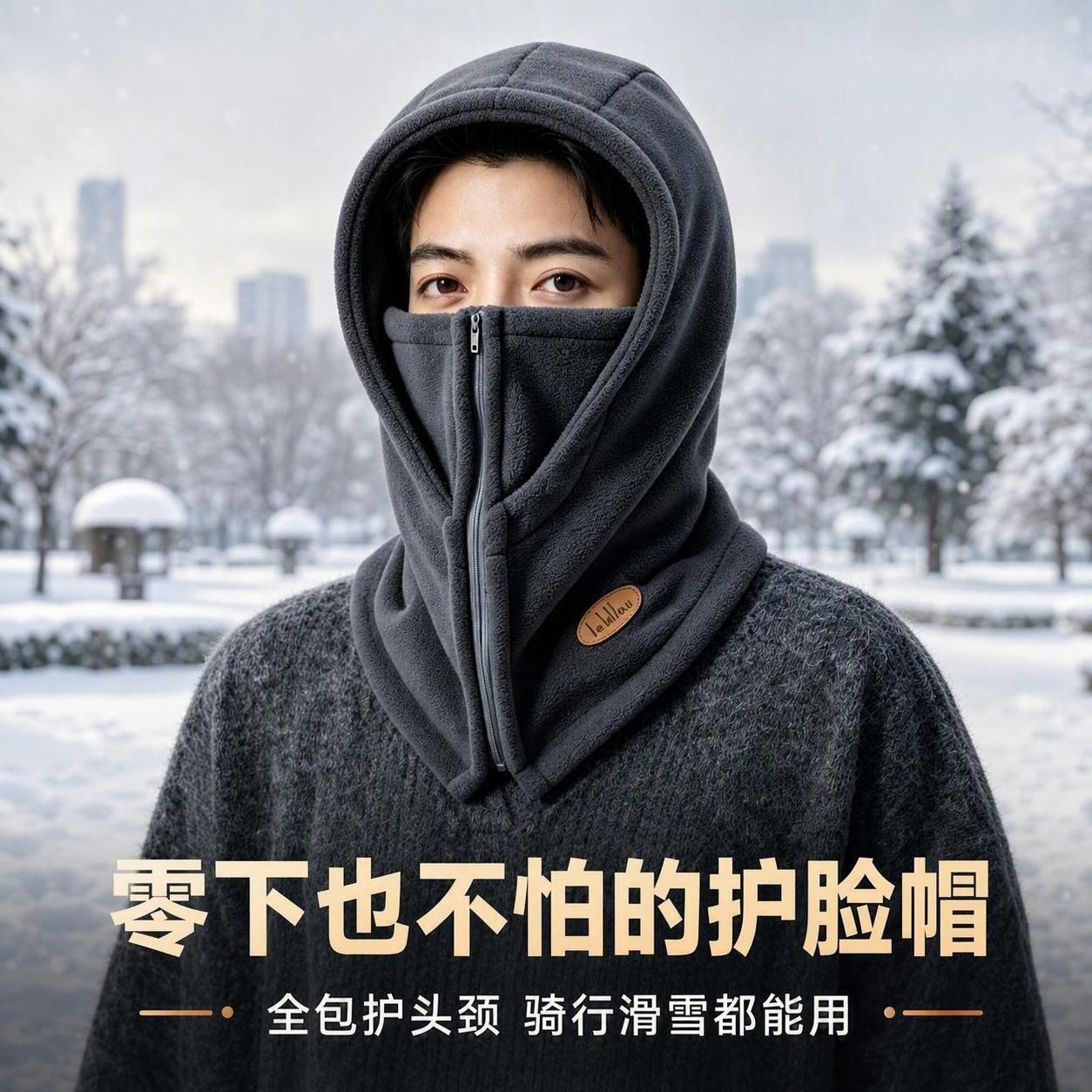 Winter Hat for Men: Cycling Thermal Essential, Windproof Mask with Fleece Lining, Thickened Cold-Proof Electric Scooter Neck Warmer Integrated Headgear