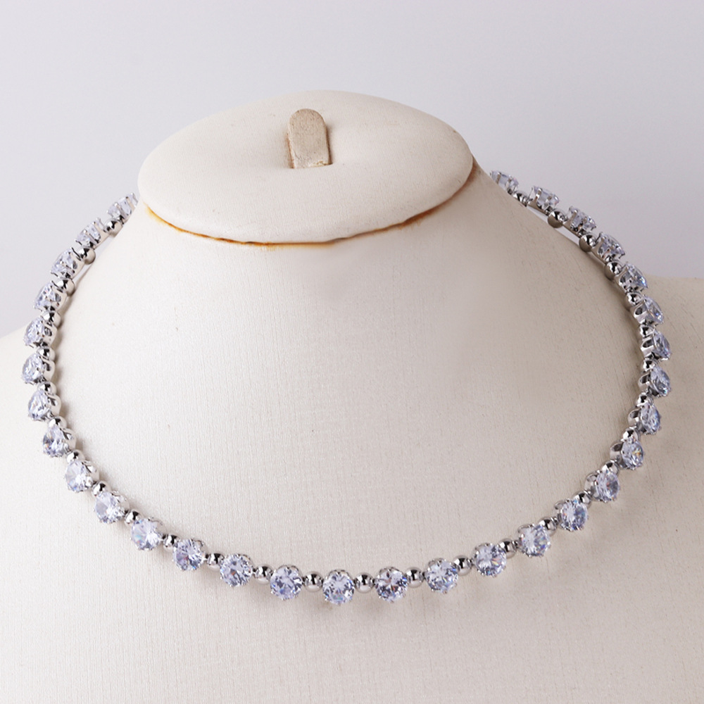Plating, Inlay Design Ig Style Shiny Oval Water Droplets Heart Shape Copper Plating Inlay Zircon Necklace 1 Piece