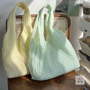 Net Celebrity Explosive Large Bag Women's Spring and Summer 2023 New Mint Green Plaid Shoulder Bag All-match Large Capacity Tote Y
