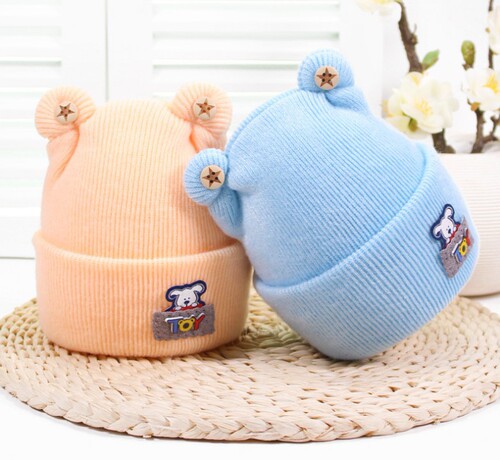 Baby Hats Autumn and Winter Cute Children's Warm Hats Newborn Cashmere Fetal Hats Cherry Patch Baby Hats