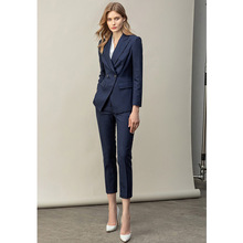 藏青色修身显瘦白领正装工作服气质女经理西服套装售楼部销售工装