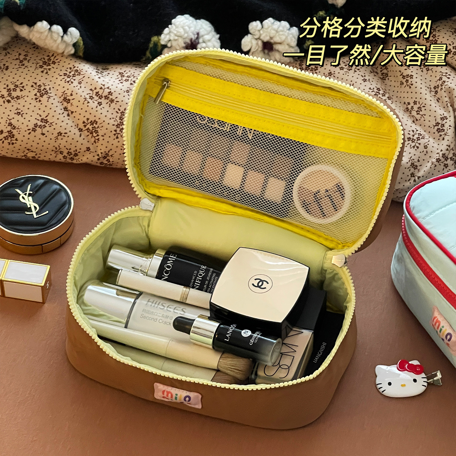 Nueva bolsa de cosméticos de dopamina de almacenamiento de gran capacidad, bolsa de almacenamiento de cosméticos de lavado portátil portátil para viajes