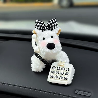 Moving Car in Car, Nömrəli dayanma kartı - black-plaid-west-highland-terrier-beige-phone-number-plate